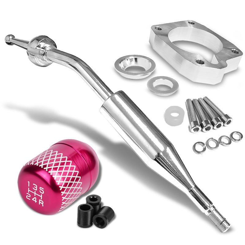 Manzo Short Shifter+Pink Net/White 5-Speed Knob For 83-87 Corolla GTS AE86 MT-Shifter Components-BuildFastCar