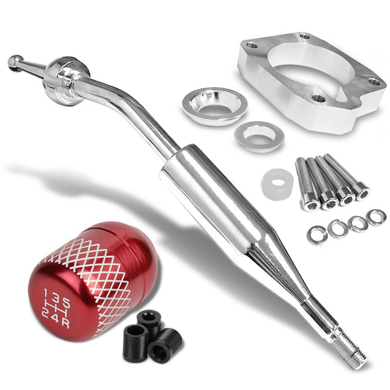 Manzo Short Shifter+Red Net/White 5-Speed Knob For 83-87 Corolla GTS AE86 Manual-Shifter Components-BuildFastCar