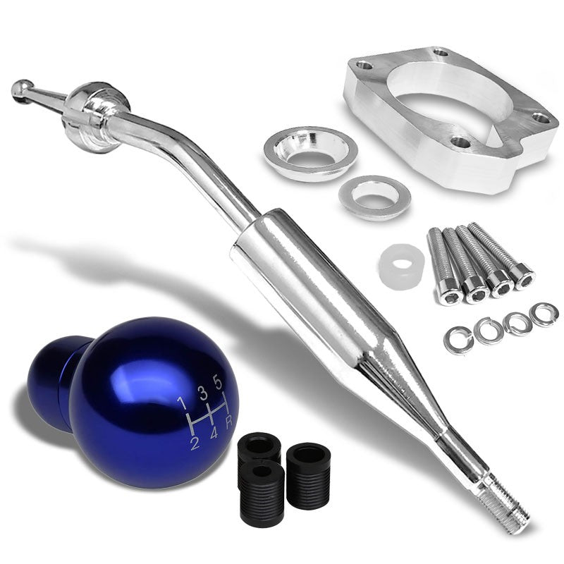 Manzo Short Shifter+Blue Round/White 5-Speed Knob For 83-87 Corolla GTS AE86 MT-Shifter Components-BuildFastCar