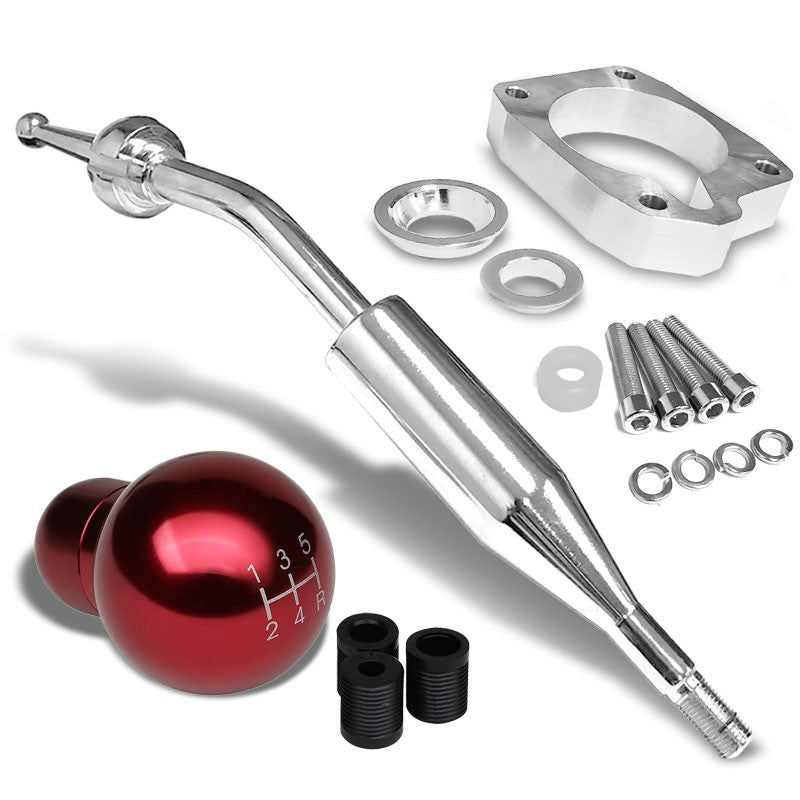 Manzo Short Shifter+Red Round/White 5-Speed Knob For 83-87 Corolla GTS AE86 MT-Shifter Components-BuildFastCar