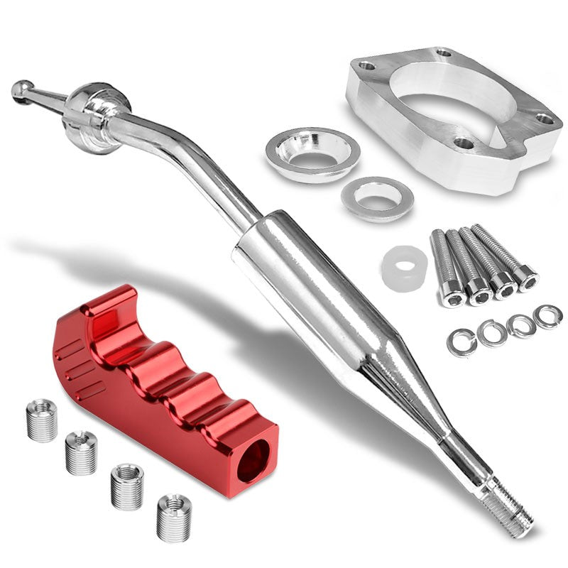 Manzo Short Shifter+Red Pistol Grip Shift Knob For 83-87 Corolla GTS AE86 MT-Shifter Components-BuildFastCar