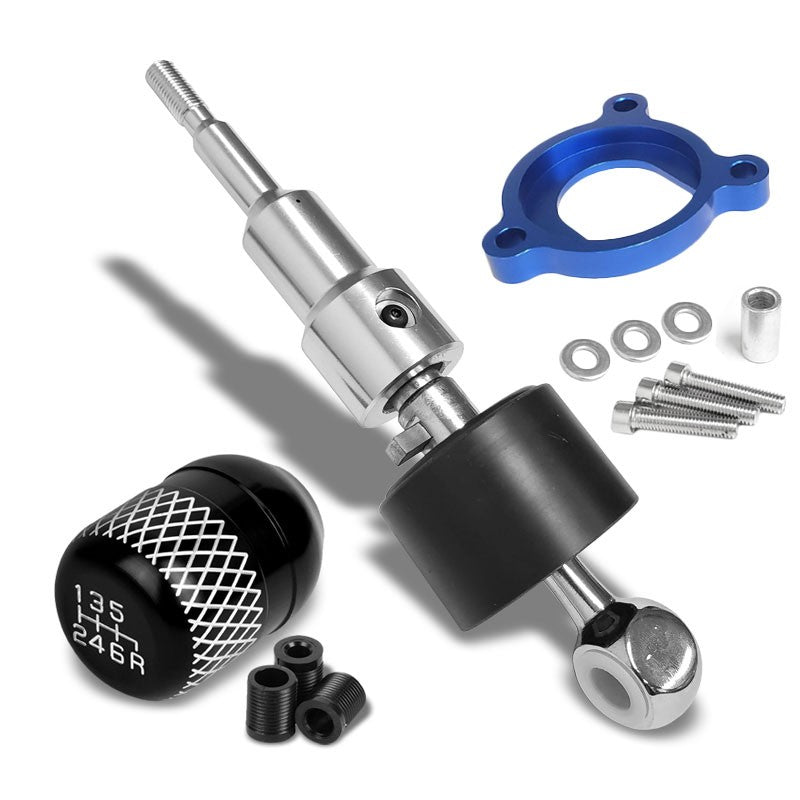 Megan Short Shifter+Black Net/White 6-Speed Knob For 03-08 Nissan 350Z Z33 MT-Shifter Components-BuildFastCar