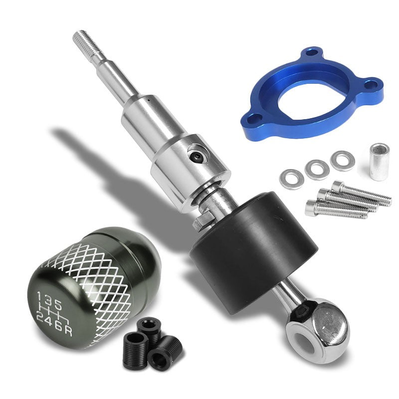 Megan Short Shifter+Gunmetal Net/White 6-Speed Knob For 03-08 Nissan 350Z Z33 MT-Shifter Components-BuildFastCar