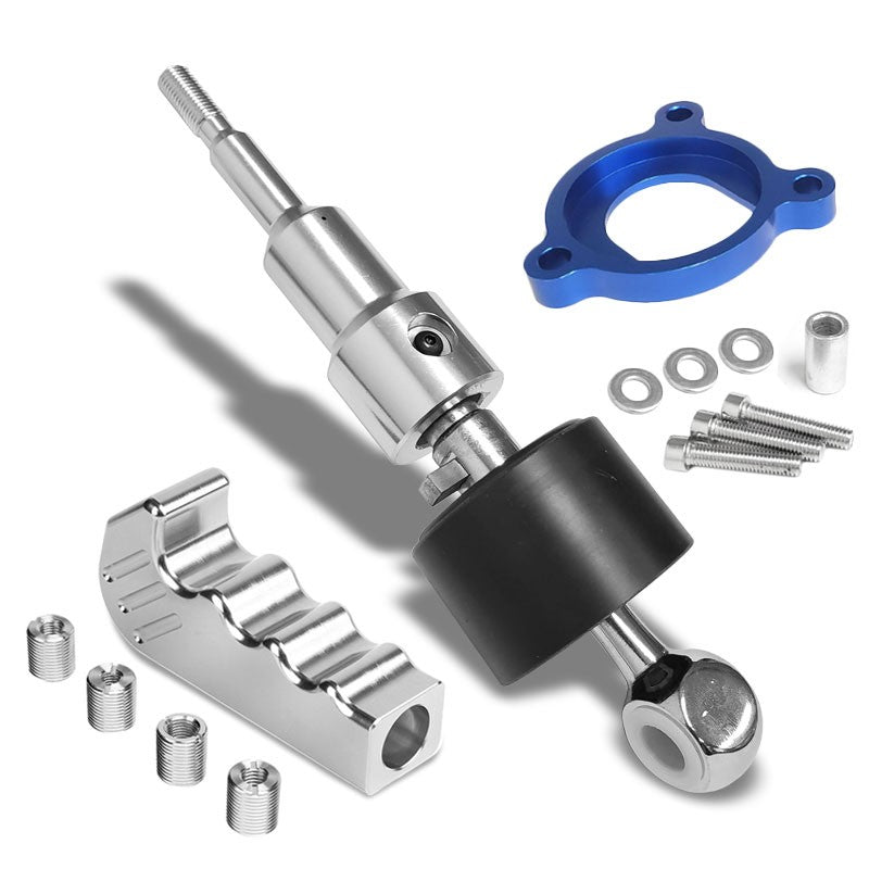Megan Short Throw Shifter+Silver Pistol Grip Knob For 03-08 Nissan 350Z Z33 MT-Shifter Components-BuildFastCar