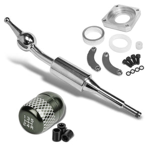 Gunmetal/White Netted 5S Short Throw Shifter+Shift Knob For 89-98 240SX S13 S14-Shifter Components-BuildFastCar-BFC-SHT-NS13+SHIFTKNOB-NET5SP-T1-GM