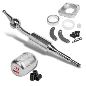 Silver/White Netted 5S Short Throw Shifter+Shift Knob For 89-98 240SX S13 S14-Shifter Components-BuildFastCar-BFC-SHT-NS13+SHIFTKNOB-NET5SP-T1-SL