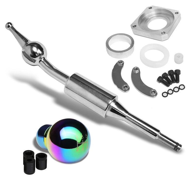 Iridium/White Round 5S Short Throw Shifter+Shift Knob For 89-98 240SX S13 S14-Shifter Components-BuildFastCar-BFC-SHT-NS13+SHIFTKNOB-ROUND5SP-7C