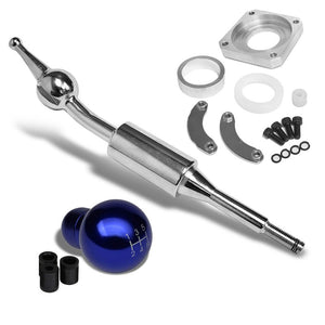 Blue/White Round 5Speed Short Throw Shifter+Shift Knob For 89-98 240SX S13 S14-Shifter Components-BuildFastCar-BFC-SHT-NS13+SHIFTKNOB-ROUND5SP-BL