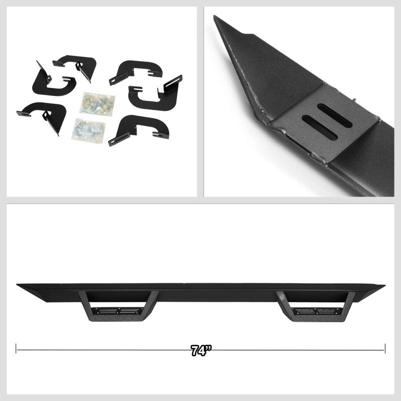 Black Step-Down Running Board Nerf Bar 07-18 Silverado 1500 Extended Cab BFC-RUNB-G222-0018