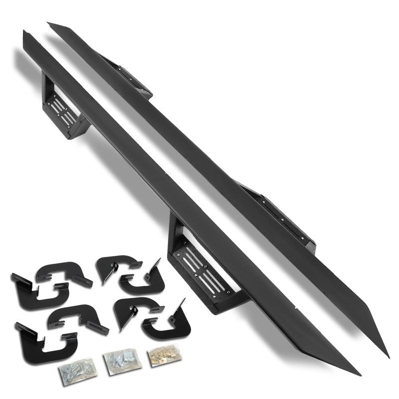 Black Step-Down Running Board Nerf Bar 07-18 Silverado Sierra 1500 Crew Cab BFC-RUNB-G222-0019