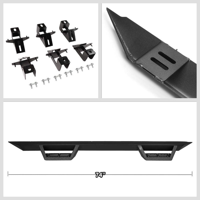 Black Step-Down Running Board Nerf Bar 18+ Jeep Wrangler JL 4Dr Unlimited BFC-RUNB-G222-0023