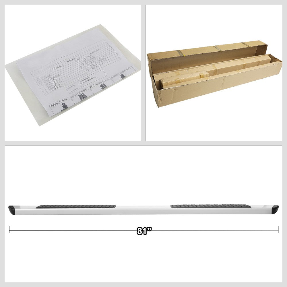 Black/Silver Extruded Flat Running Board Nerf Bar 19+ Ram 1500 Extended Cab BFC-RUNB-Z-8105-ALSL