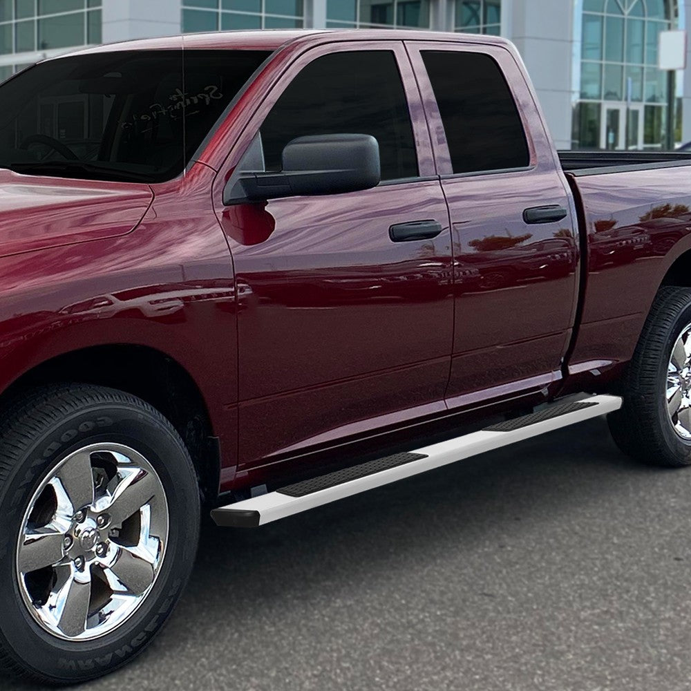 Black/Silver Extruded Flat Running Board Nerf Bar 19+ Ram 1500 Extended Cab BFC-RUNB-Z-8105-ALSL