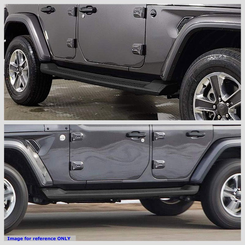 Black OE Style Running Board Nerf Bar 18+ Jeep Wrangler JL 4Dr Unlimited BFC-RUNB-Z-8106-BKPL