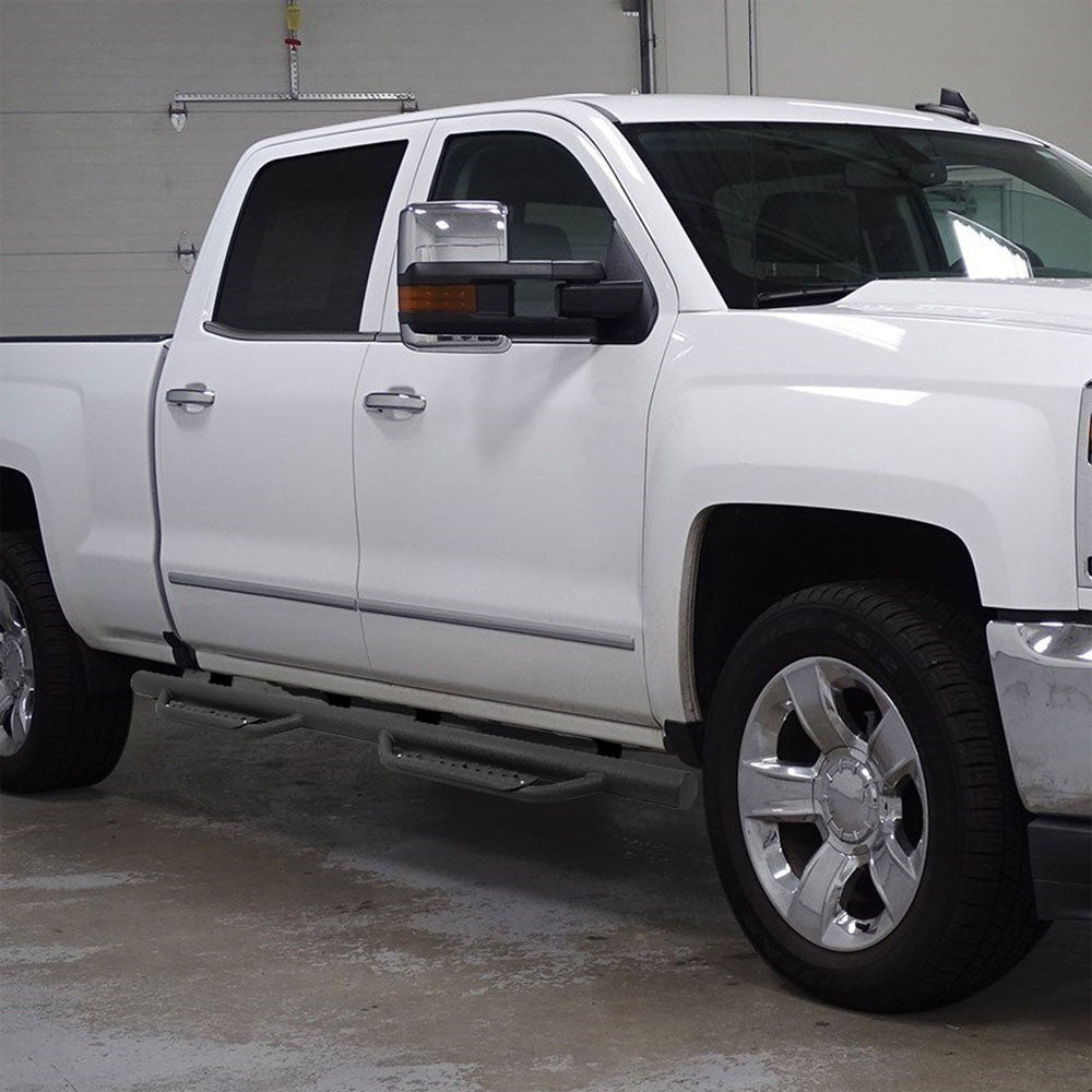 Black Round Drop Running Board Nerf Bar 07-18 Silverado Sierra 1500 Crew Cab BFC-RUNB-Z-8119