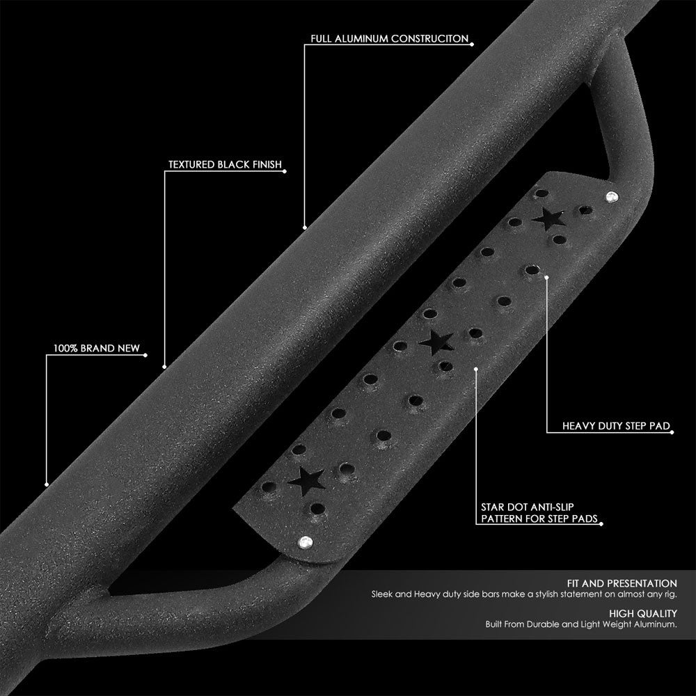 Black Round Drop Running Board Nerf Bar 07-18 Silverado Sierra 1500 Crew Cab BFC-RUNB-Z-8119