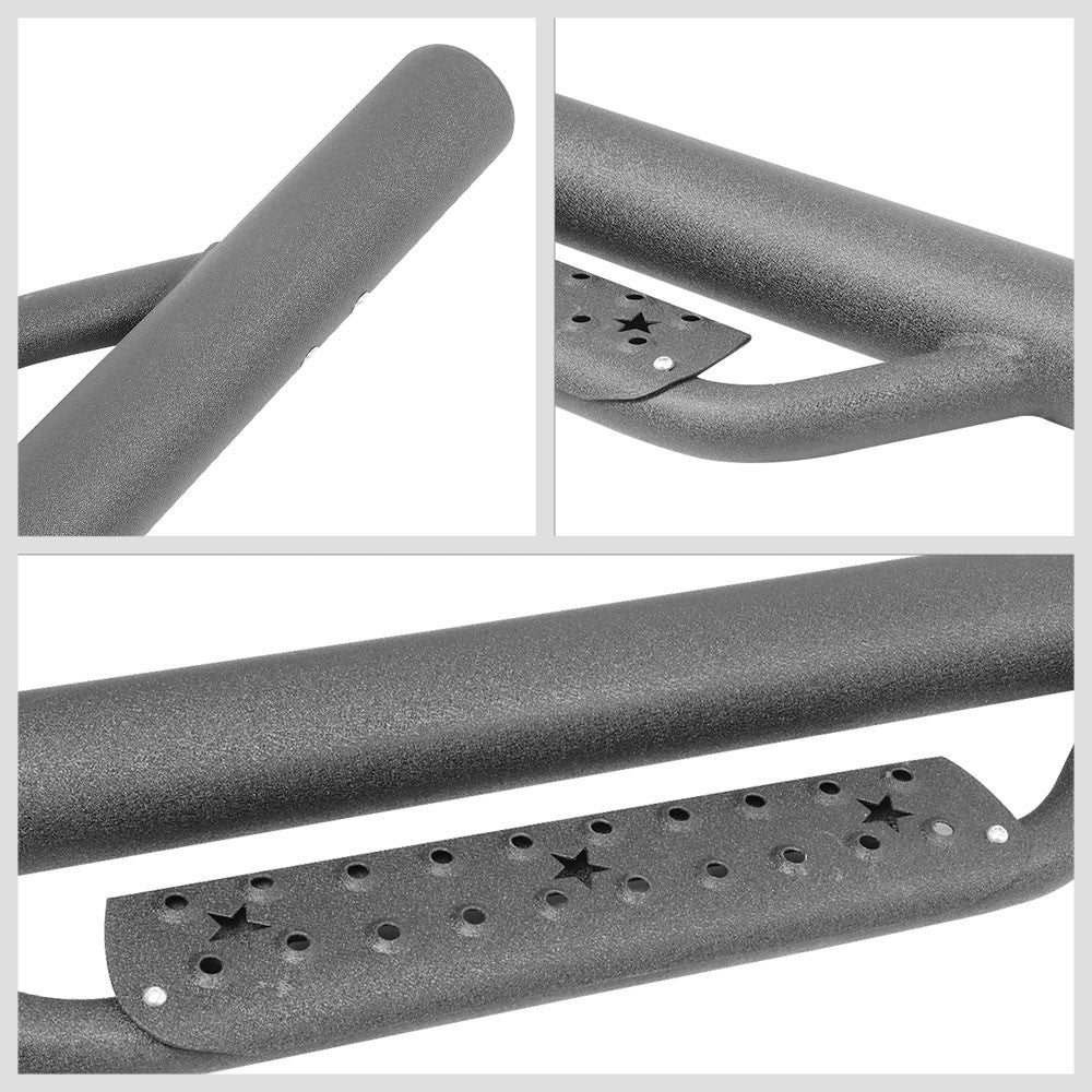 Black Round Drop Running Board Nerf Bar 07-18 Silverado Sierra 1500 Crew Cab BFC-RUNB-Z-8119