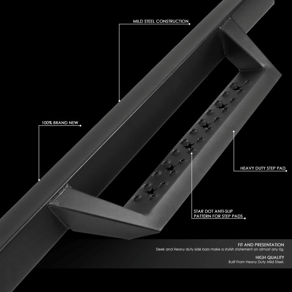 Black 90 L-Shape Bar Running Board Nerf Bar 07-18 Sierra 1500 Standard Cab BFC-RUNB-Z-8124