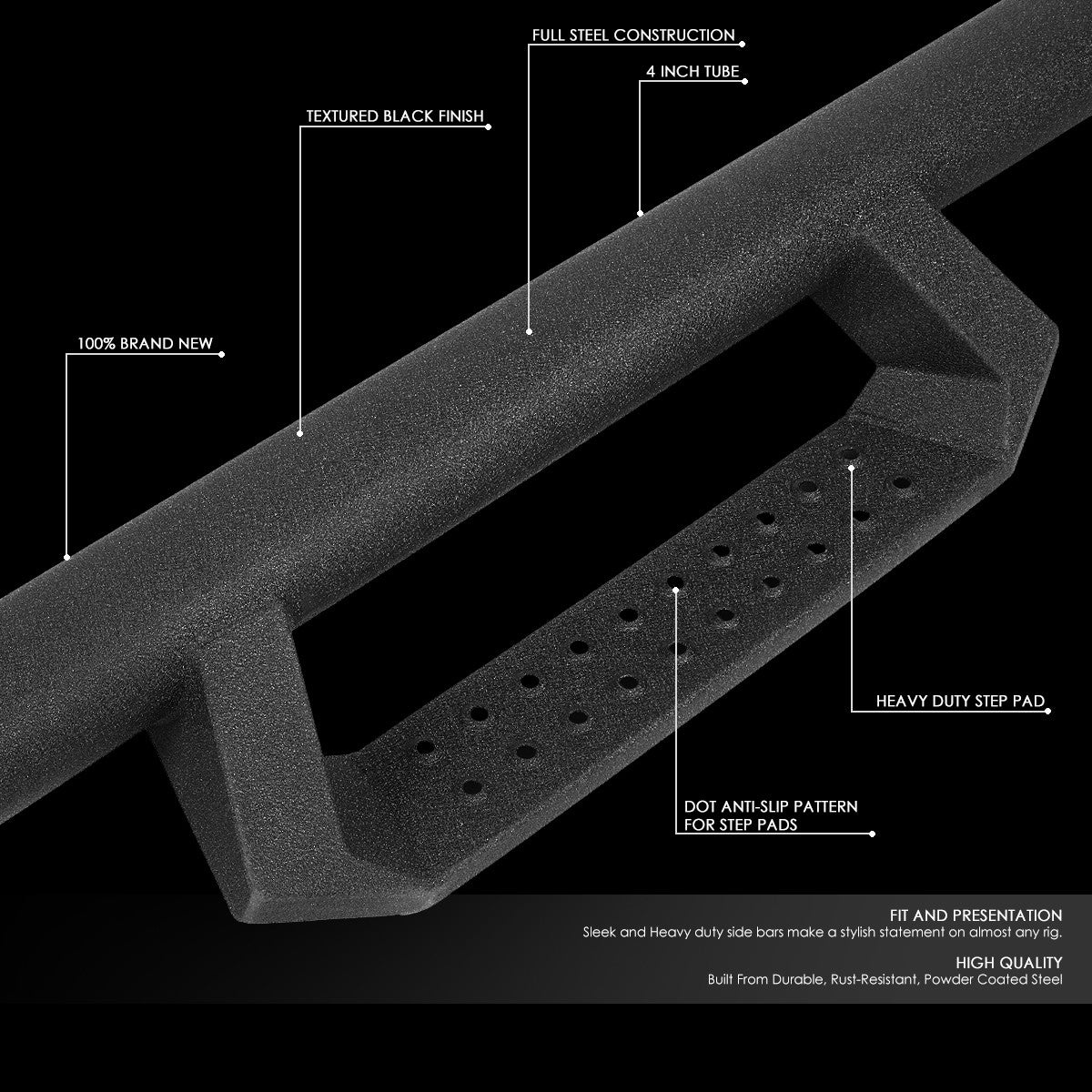 BFC-RUNB-Z-8141 Round Bar/Drop Step 88" Running Board Nerf Bar BFC-RUNB-Z-8141