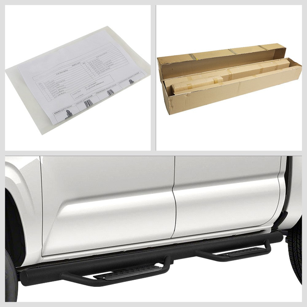 Black Round Drop Running Board Nerf Bar 05-22 Toyota Tacoma Crew Cab BFC-RUNB-Z-8145