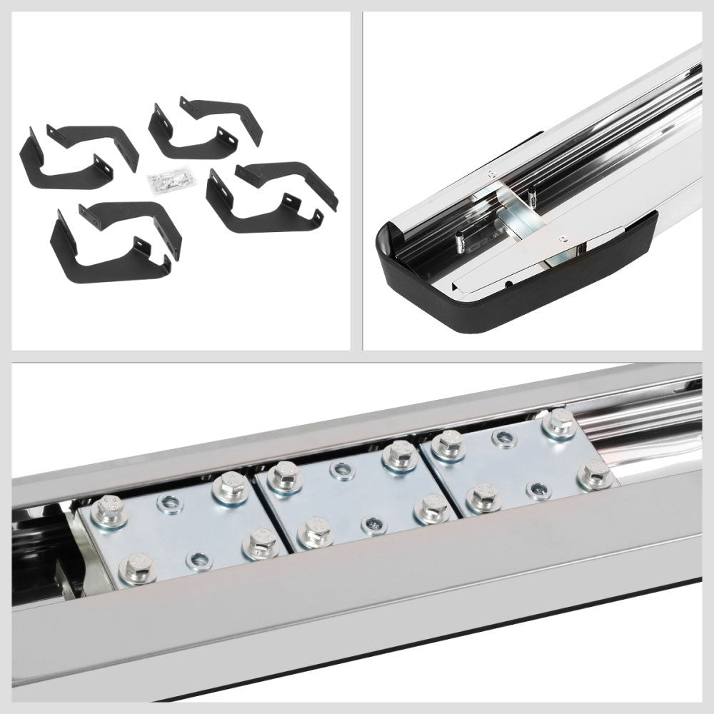 Black Flat Step/5.25 Cap Running Board Nerf Bar 05-22 Toyota Tacoma Crew Cab BFC-RUNB-Z-8146-525-SS