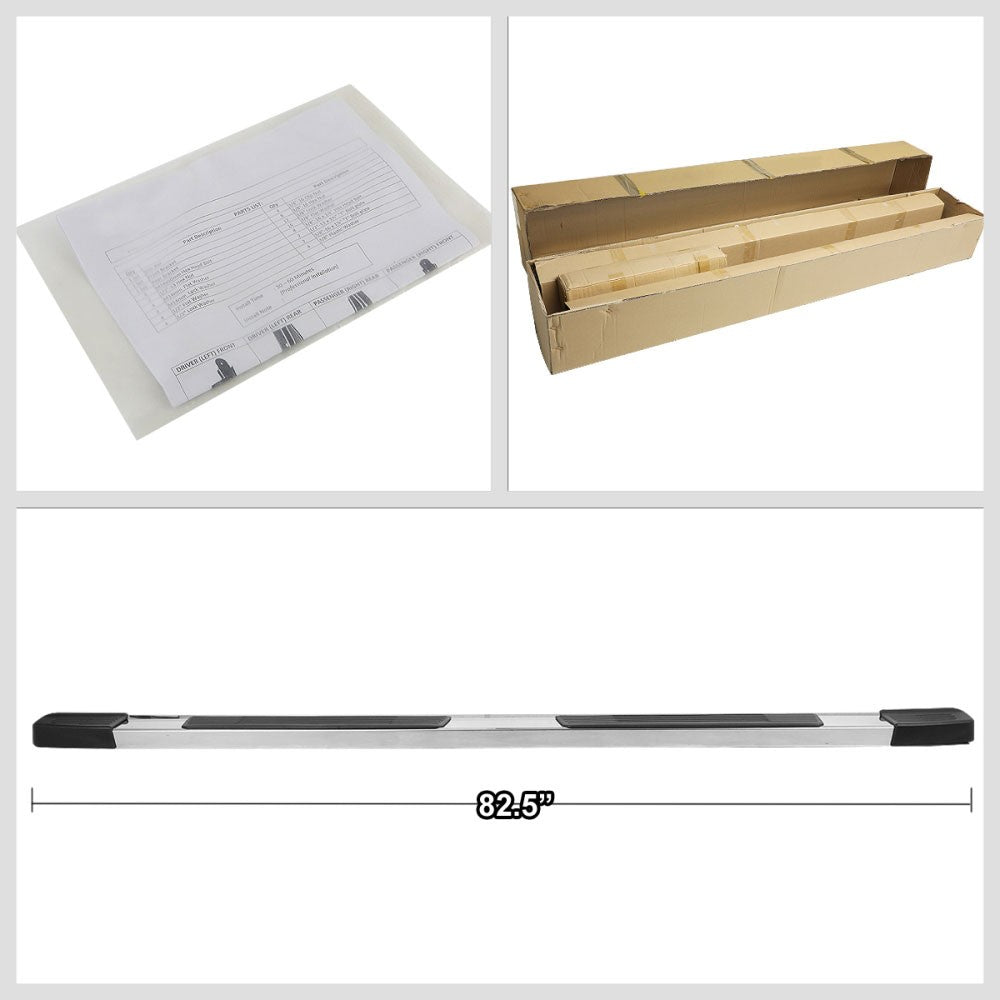 Black Flat Step/5.25 Cap Running Board Nerf Bar 05-22 Toyota Tacoma Crew Cab BFC-RUNB-Z-8146-525-SS