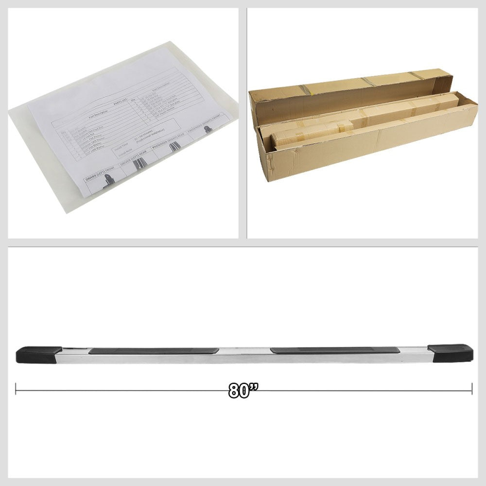 Metal 79" Flat Step/5.25 Cap Running Board Nerf Bar 09-18 Ram Extended Cab BFC-RUNB-Z-8158-525-SS