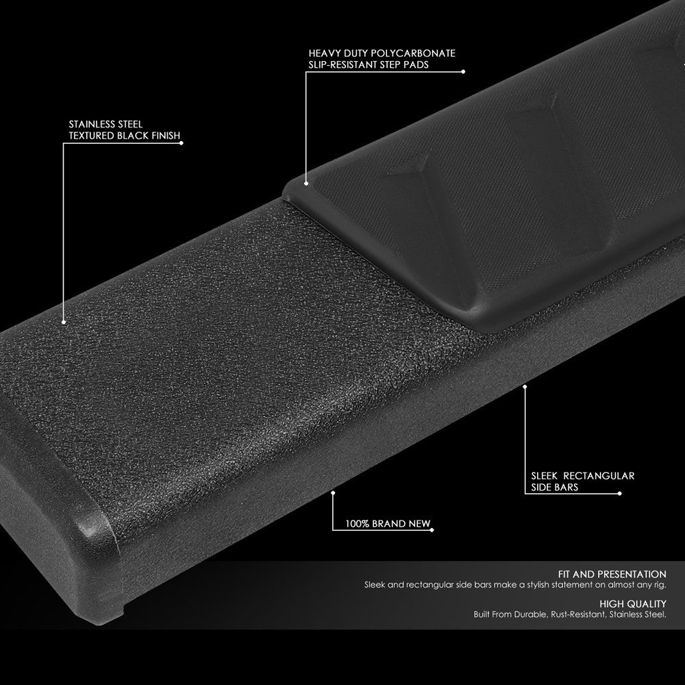 Black Flat Board Slant V2 Running Board Nerf Bar 09-18 Ram 1500 Crew Cab BFC-RUNB-Z-8175-BK