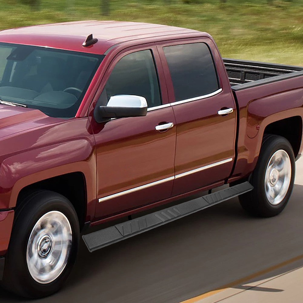 Black Flat Board Slant V2 Running Board Nerf Bar 09-18 Ram 1500 Crew Cab BFC-RUNB-Z-8175-BK