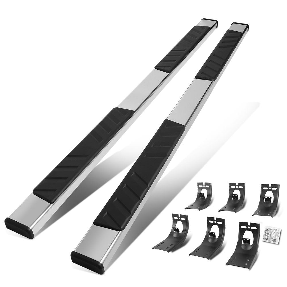 Chrome/Black Flat Board Slant V2 Running Board Nerf Bar 09-18 Ram Crew Cab BFC-RUNB-Z-8175-SS
