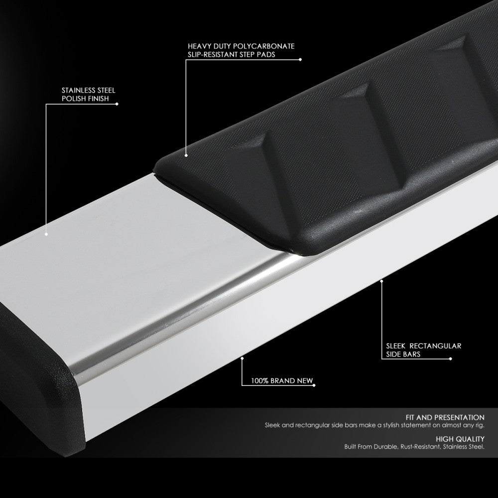 Chrome/Black Flat Board Slant V2 Running Board Nerf Bar 09-18 Ram Crew Cab BFC-RUNB-Z-8175-SS