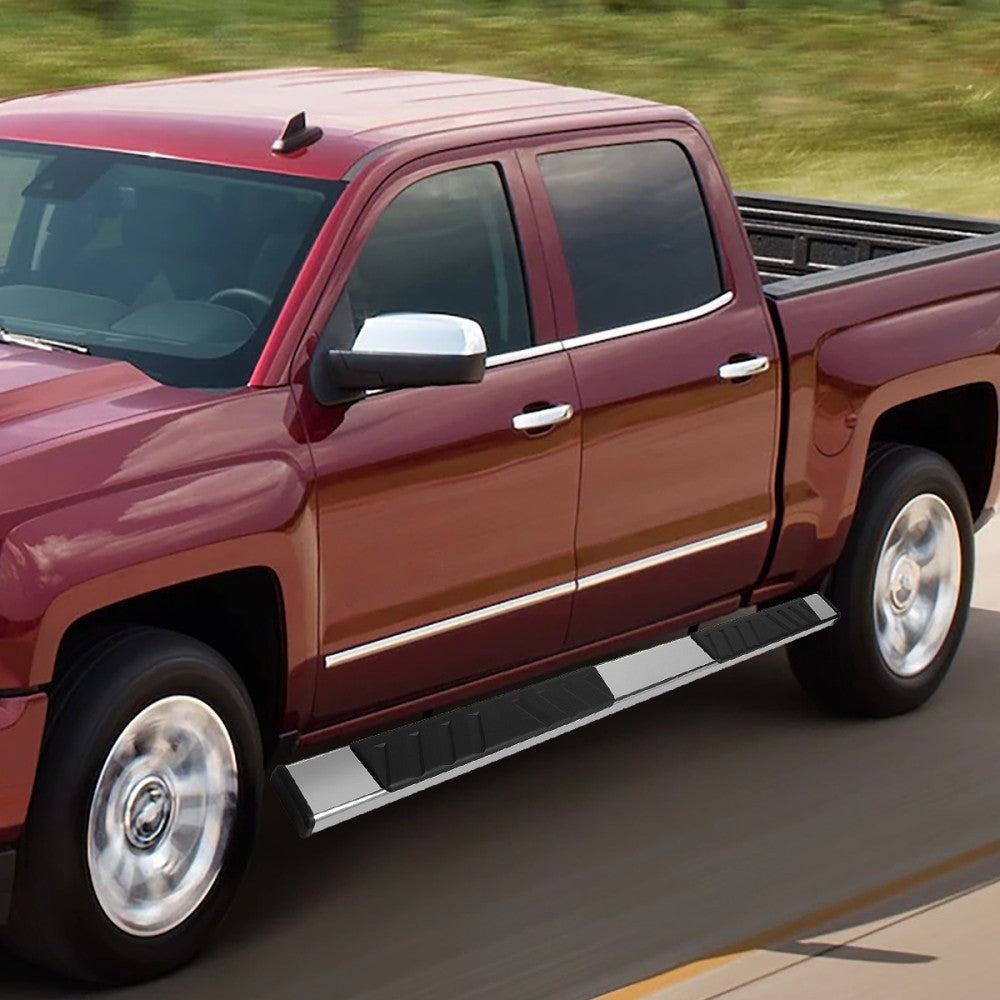 Chrome/Black Flat Board Slant V2 Running Board Nerf Bar 09-18 Ram Crew Cab BFC-RUNB-Z-8175-SS