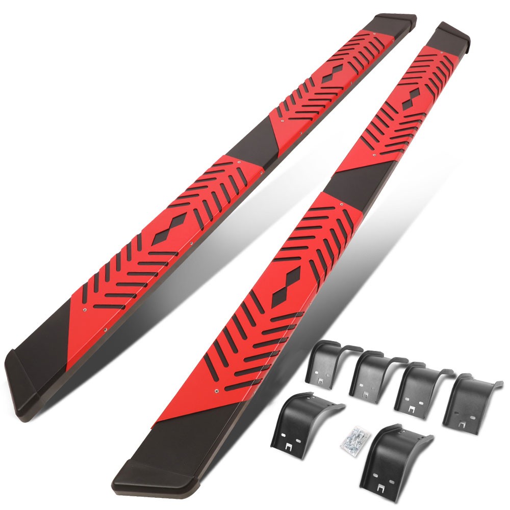 BFC-RUNB-Z-8192-BKRD 2 Slot Pad/Slant Cap 80" Running Board Nerf Bar BFC-RUNB-Z-8192-BKRD