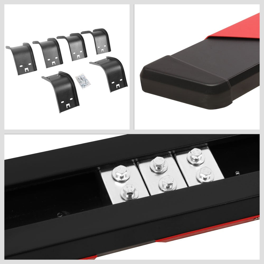 BFC-RUNB-Z-8192-BKRD 2 Slot Pad/Slant Cap 80" Running Board Nerf Bar BFC-RUNB-Z-8192-BKRD