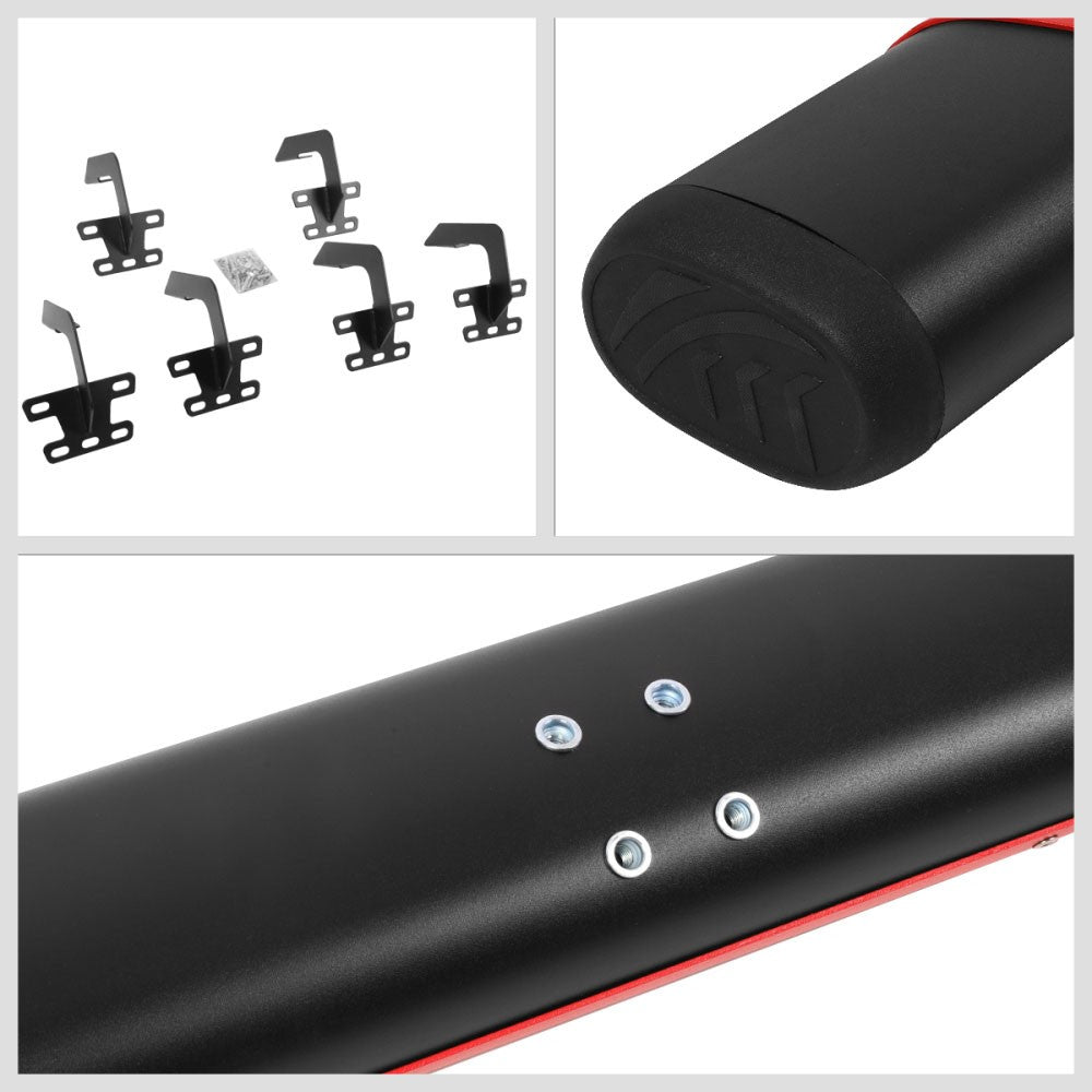 Black/Red Oval Steel Step Pad Running Board Nerf Bar 19+ Ram 1500 DT Extended Cab BFC-RUNB-Z-8196-BKRD
