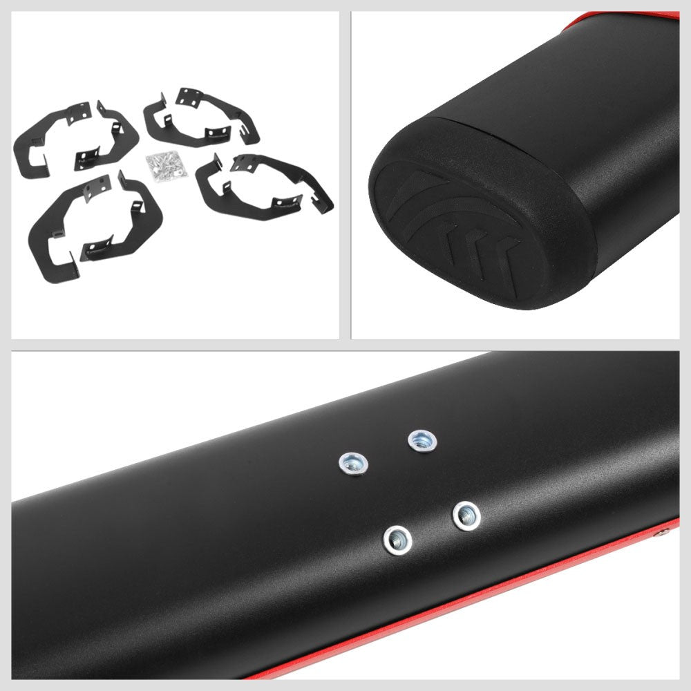 Black/Red Oval Steel Step Pad Running Board Nerf Bar 07-18 Silverado 1500 Crew Cab BFC-RUNB-Z-8197-BKRD