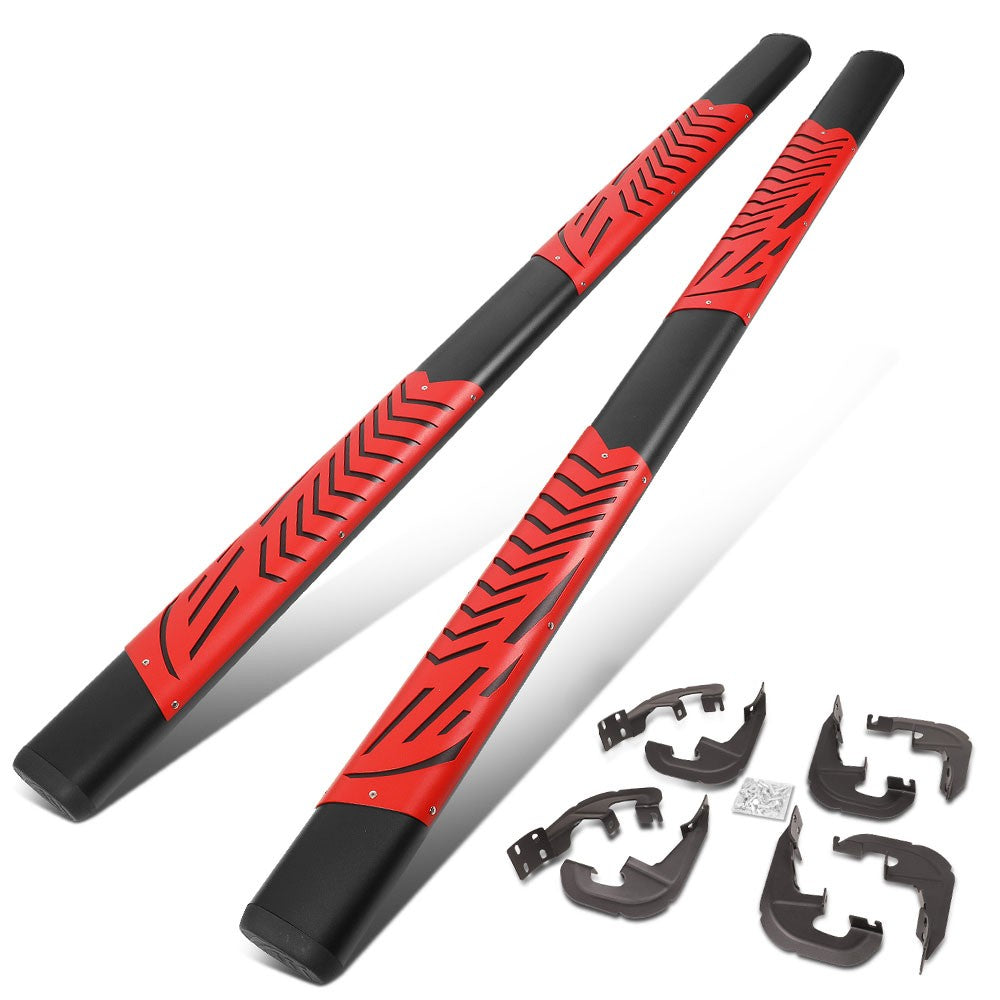 BFC-RUNB-Z-8198-BKRD Oval Flat End Cap 90" Running Board Nerf Bar BFC-RUNB-Z-8198-BKRD