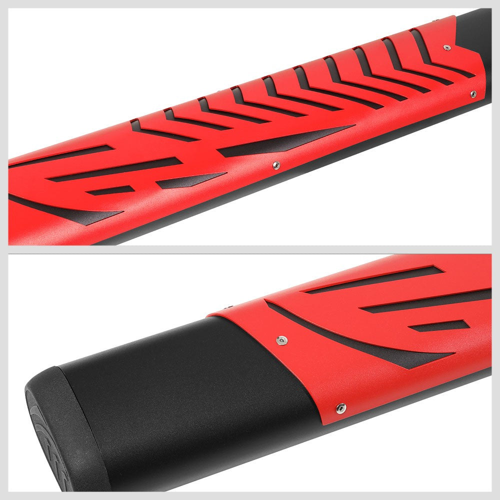 BFC-RUNB-Z-8198-BKRD Oval Flat End Cap 90" Running Board Nerf Bar BFC-RUNB-Z-8198-BKRD