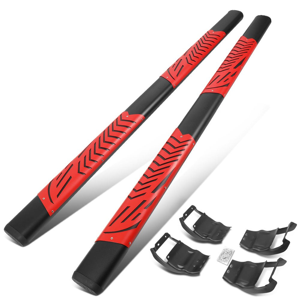 BFC-RUNB-Z-8199-BKRD 2 Pad/Flat Cap 88" Running Board Nerf Bar BFC-RUNB-Z-8199-BKRD