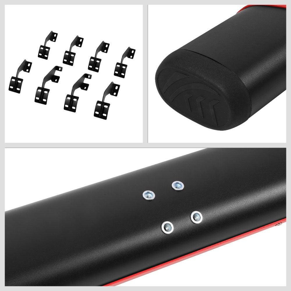 Black/Red Oval Steel Step Pad Running Board Nerf Bar 07-21 Tundra Crew Cab BFC-RUNB-Z-8202-BKRD