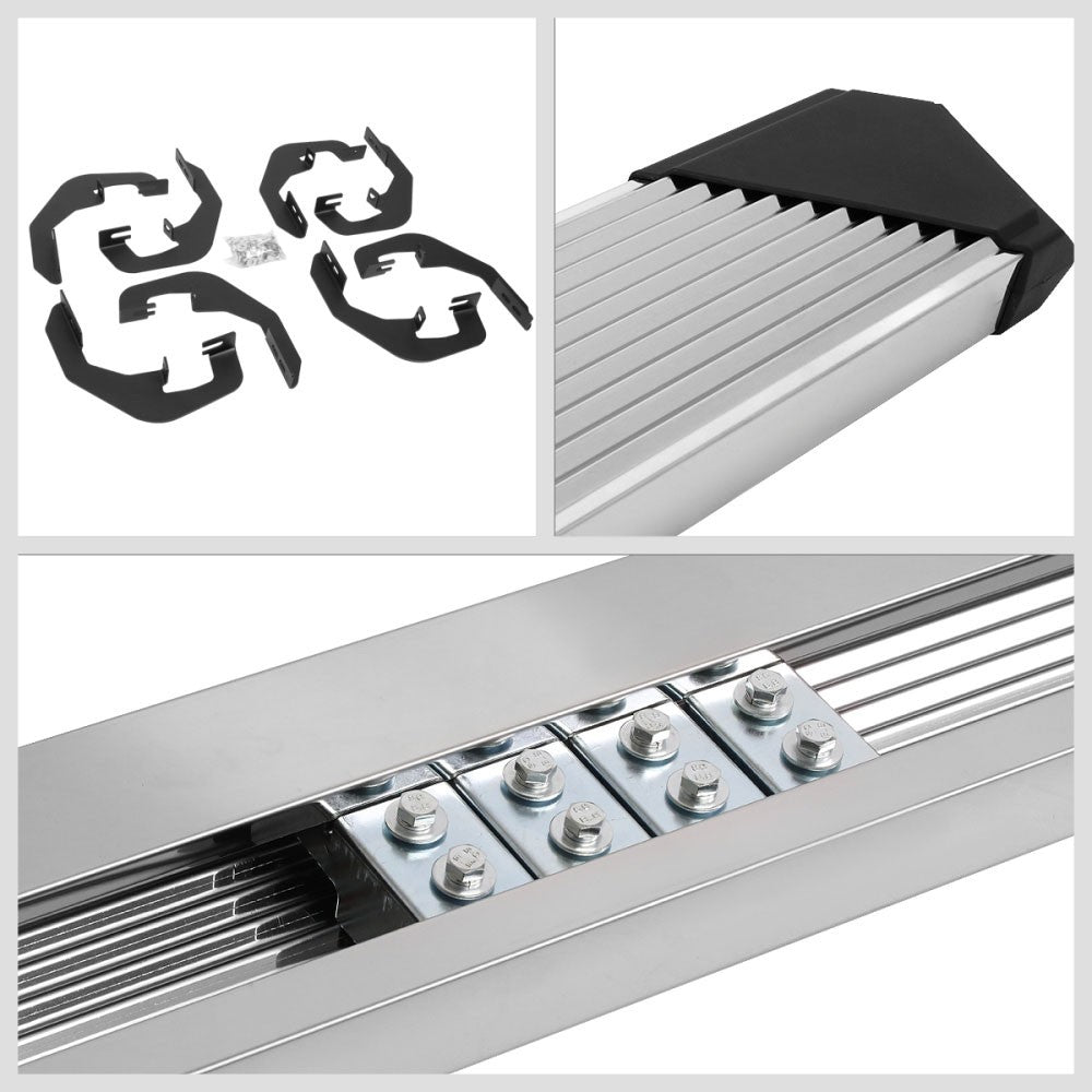 Metal Pleated Running Board Nerf Bar 07-18 Silverado Sierra 1500 Crew Cab BFC-RUNB-Z-8203-SSBK