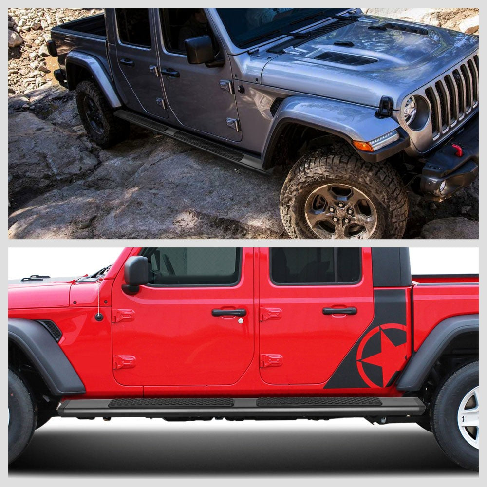 Black 6" Wide Running Board Nerf Step Bar 20+ Jeep Gladiator JT BFC-RUNB-Z-8278