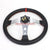 Black Leather/Silver Round Hole 350mm 3.00" Deep Dish Steering Wheel+Horn Button-Interior-BuildFastCar