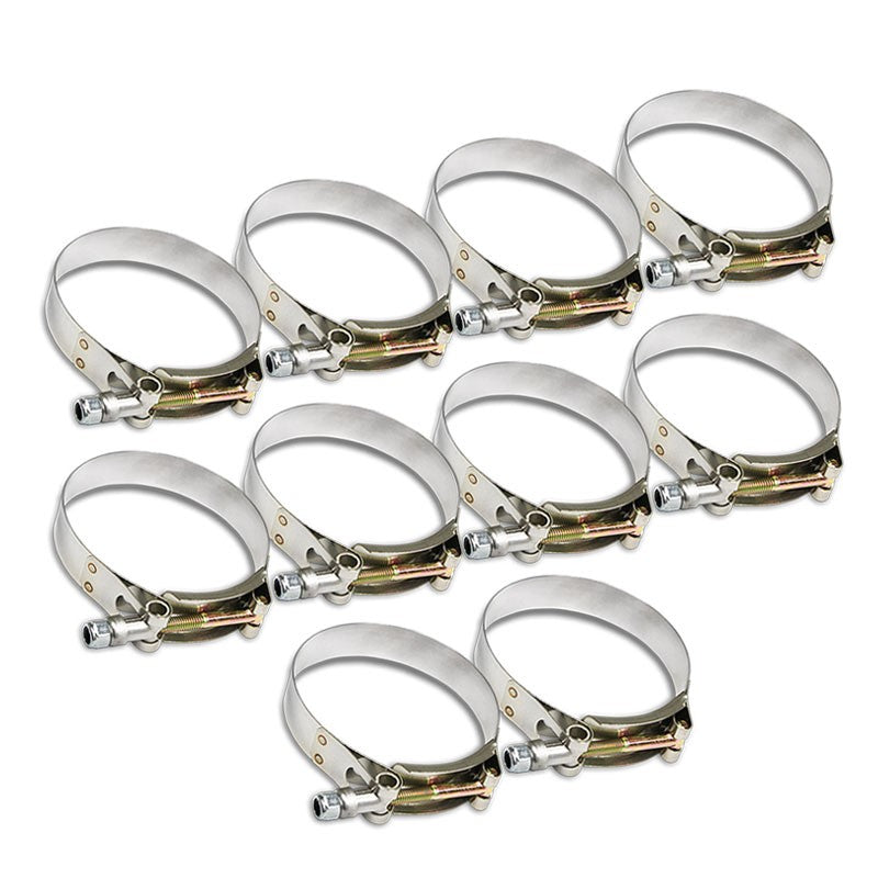 10X Stainless Steel T-Bolt Clamps Fit Turbo Intake Pipe Hose ID 2.00&quot; (51mm)-Performance-BuildFastCar