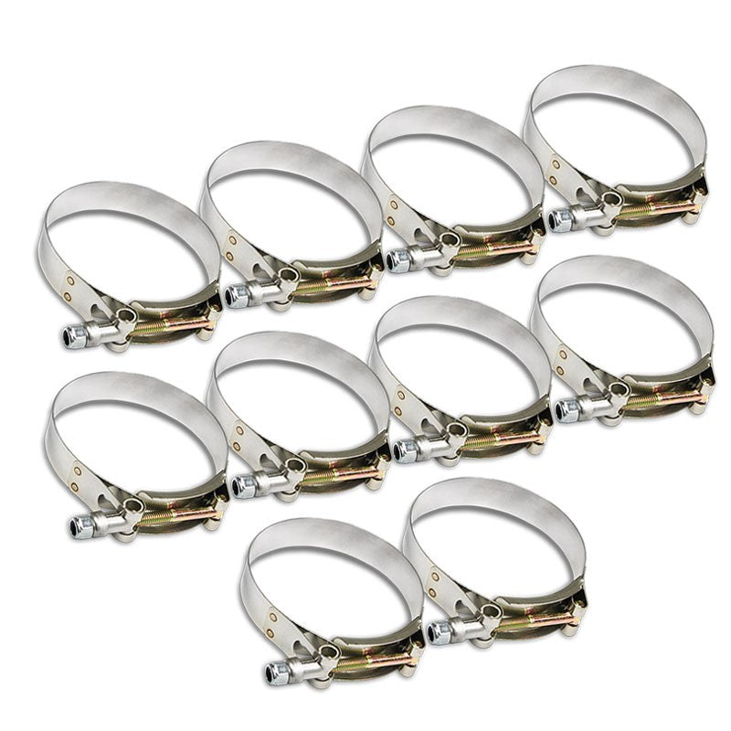 10X Stainless Steel T-Bolt Clamps Fit Turbo Intake Pipe Hose ID 2.25&quot; (57mm)-Performance-BuildFastCar