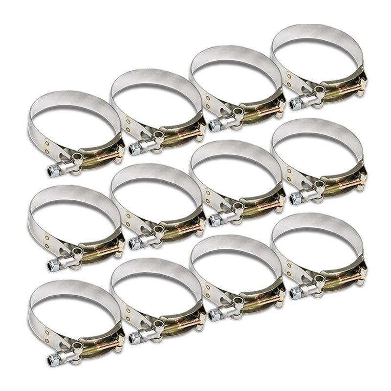 12X Stainless Steel T-Bolt Clamps Fit Turbo Intake Pipe Hose ID 2.25&quot; (57mm)-Performance-BuildFastCar