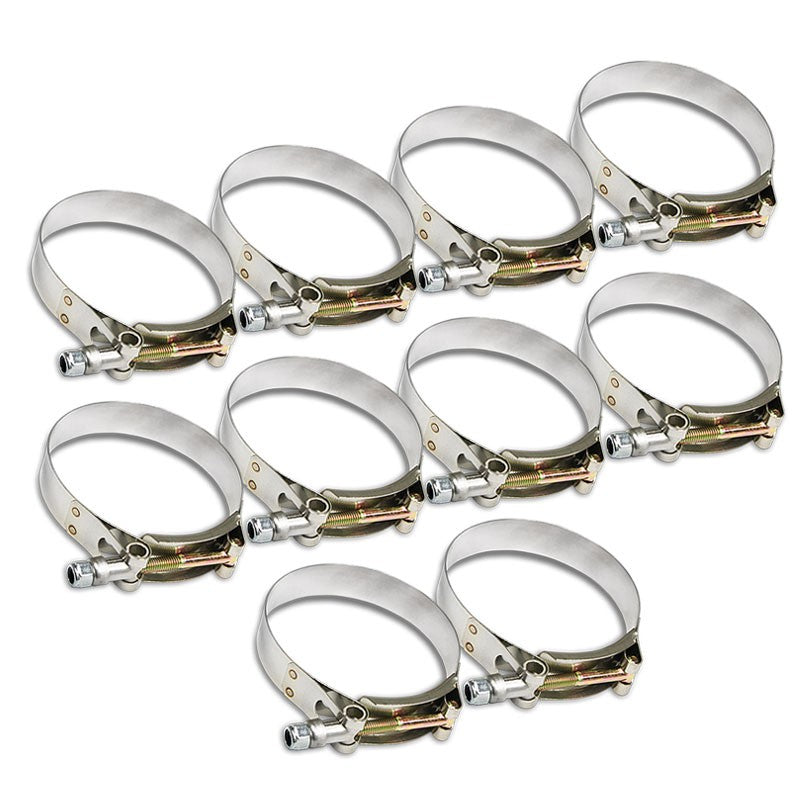 10X Stainless Steel T-Bolt Clamps Fit Turbo Intake Pipe Hose ID 2.50&quot; (63mm)-Performance-BuildFastCar