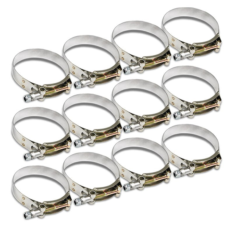 12X Stainless Steel T-Bolt Clamps Fit Turbo Intake Pipe Hose ID 2.75&quot; (70mm)-Performance-BuildFastCar