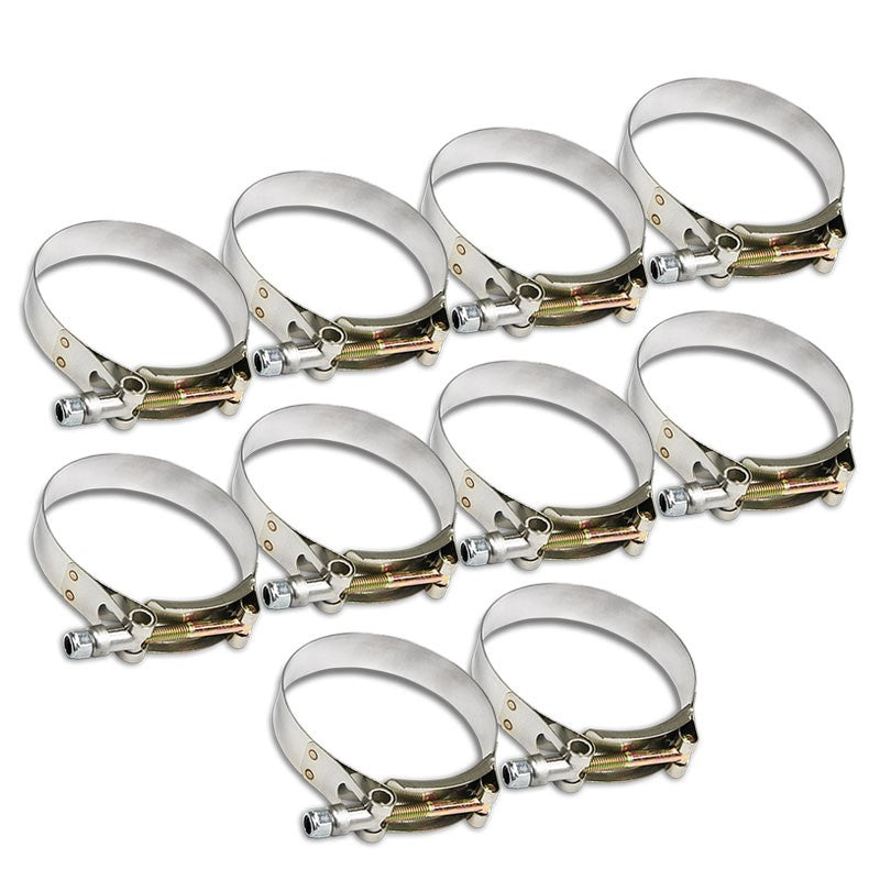 10X Stainless Steel T-Bolt Clamps Fit Turbo Intake Pipe Hose ID 3.00&quot; (76mm)-Performance-BuildFastCar