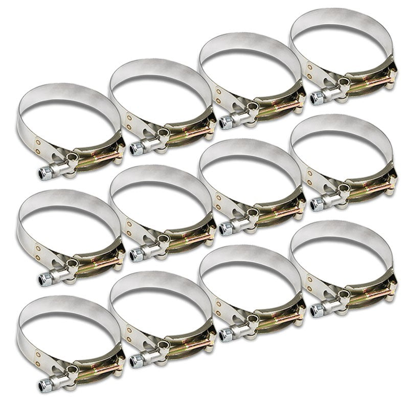 12X Stainless Steel T-Bolt Clamps Fit Turbo Intake Pipe Hose ID 3.25&quot; (83mm)-Performance-BuildFastCar